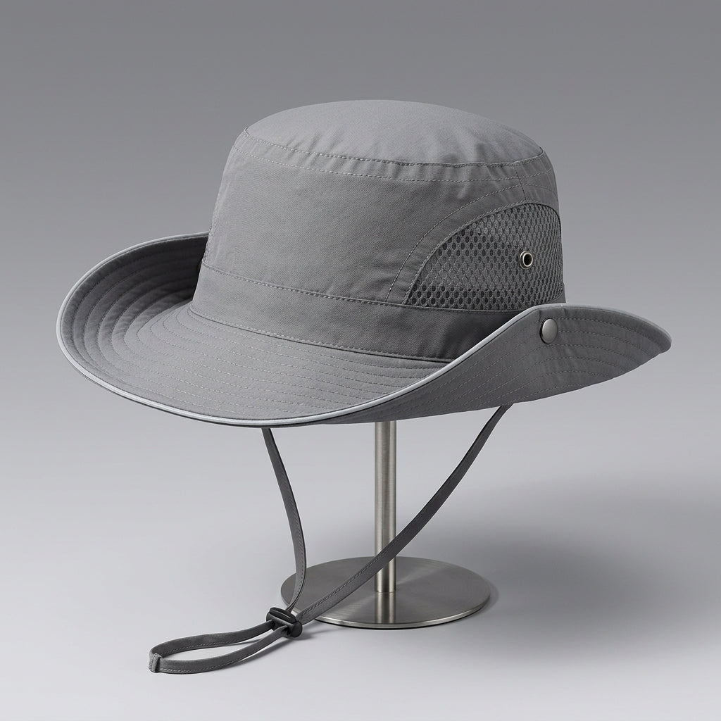 Gray Fishing Hat | Wide Brim Sun Hat | Breathable Quick-Dry Outdoor Bucket Hat | Unisex Foldable Hiking & Camping UV Protection Hat