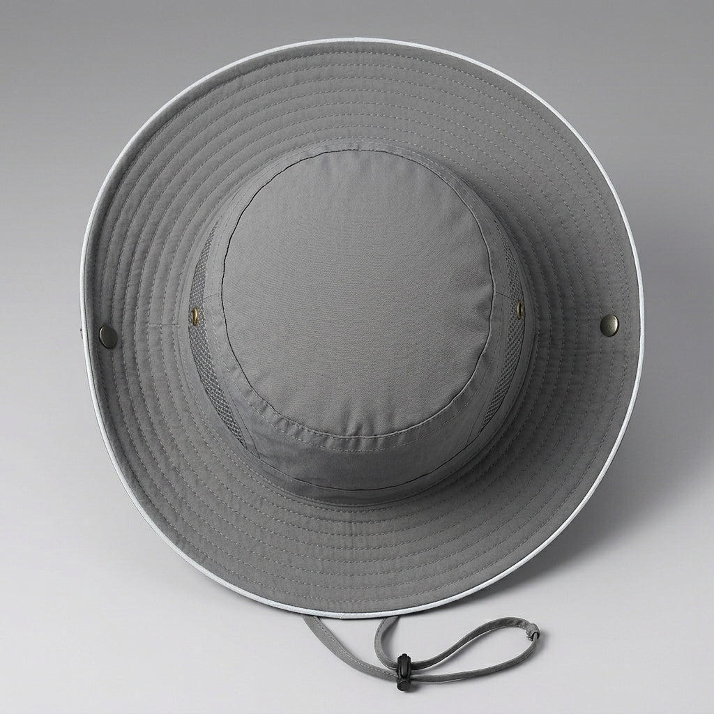 Gray Fishing Hat | Wide Brim Sun Hat | Breathable Quick-Dry Outdoor Bucket Hat | Unisex Foldable Hiking & Camping UV Protection Hat