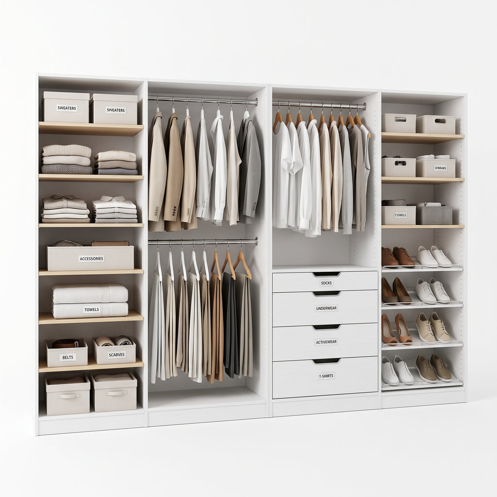 FlexiSpace Closet System – Customizable Storage Organizer for a Clean and Stylish Wardrobe
